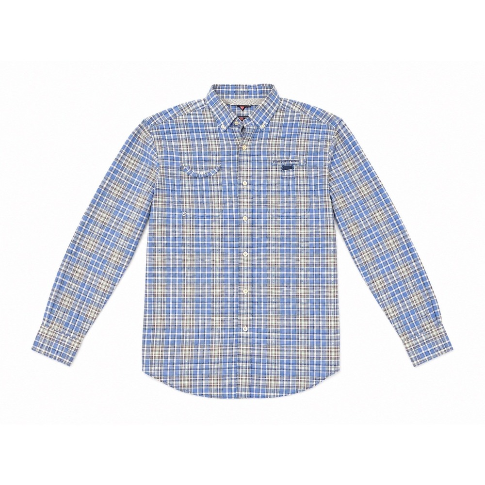 Vineyard Vines Harbor Shirt Men's Large Blue Plaid Performance Vented Fishing - Picture 1 of 6